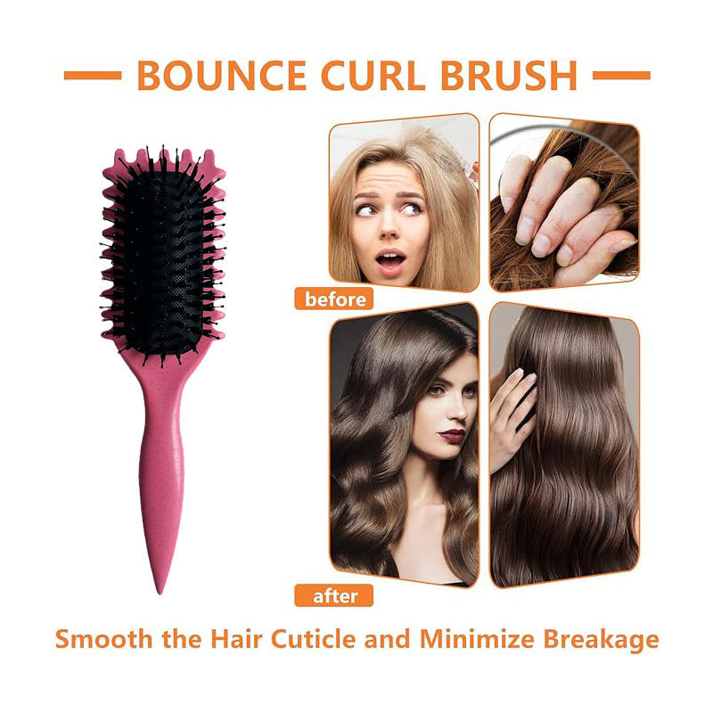 Beakey Bounce Curl Defining Brush With Ridges Styling Brush for Detangling Shaping-Red