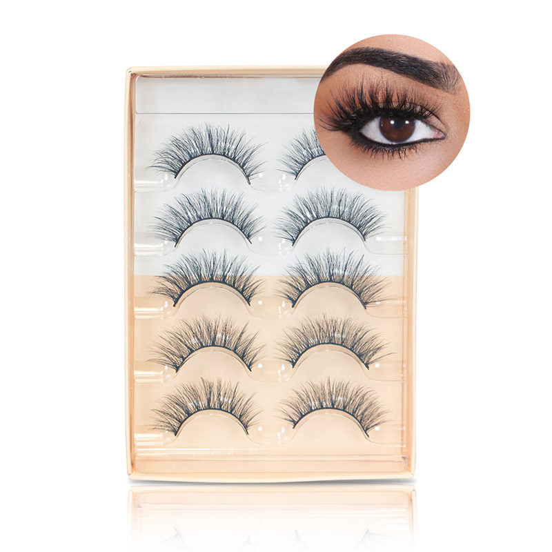 Beakey Natural False Eyelashes Wispy Fluffy Lashes Reusable Tapered End Technology Fake Lashes 5 Pairs (F02)