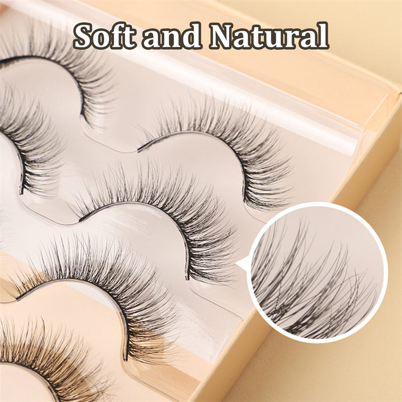 Beakey Natural False Eyelashes Wispy Fluffy Lashes Reusable Tapered End Technology Fake Lashes 5 Pairs (F05)