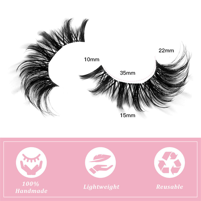 Beakey False Eyelashes Fluffy Faux Mink Lashes Fox Eye Curled Lashes 7 Pairs Pack-HYL19