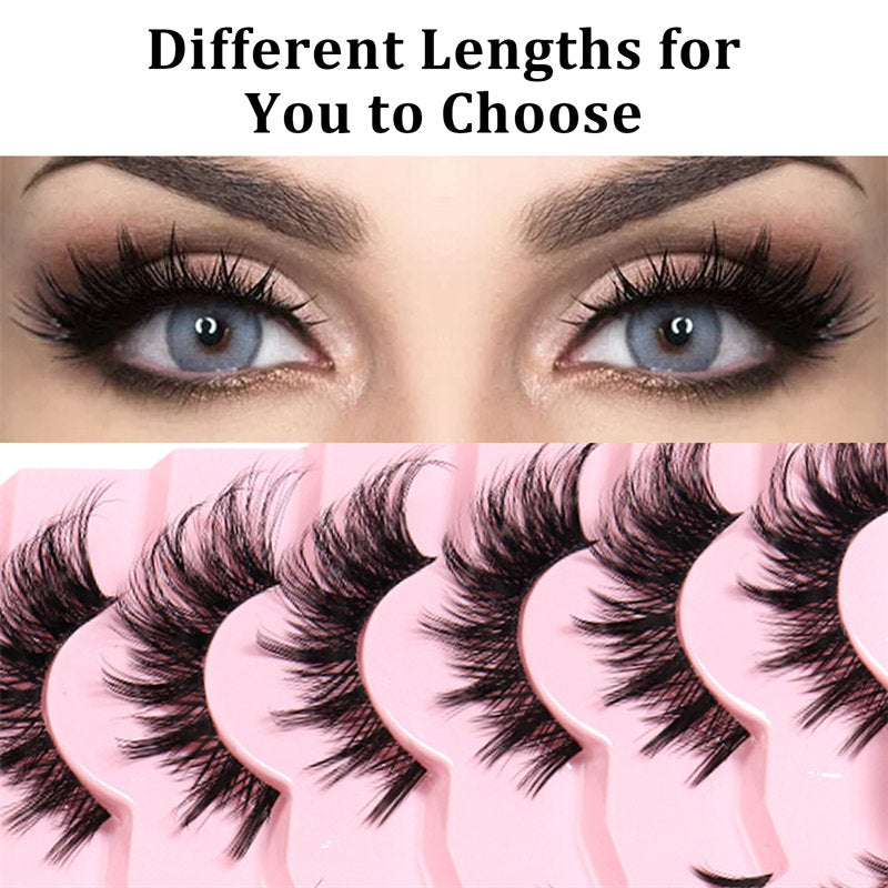 Beakey False Eyelashes Fluffy Faux Mink Lashes Fox Eye Curled Lashes 7 Pairs Pack-HYL19
