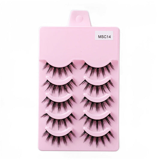 Beakey 5 Pairs False Eyelashes Natural Curly 3D Lashes Set for Daily-msc14