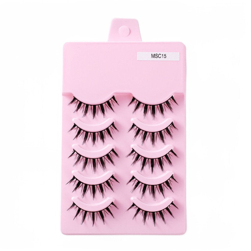Beakey 5 Pairs False Eyelashes Natural Curly 3D Lashes Set for Daily-msc15