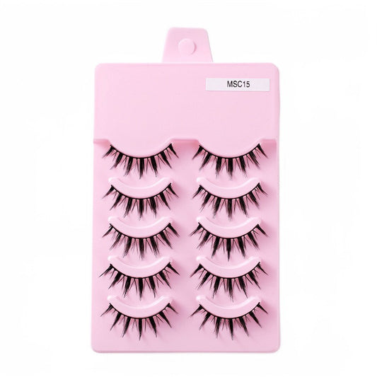Beakey 5 Pairs False Eyelashes Natural Curly 3D Lashes Set for Daily-msc15