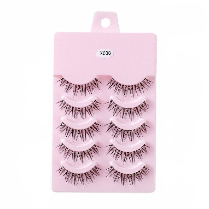 Beakey 5 Pairs False Eyelashes Natural Curly 3D Lashes Set for Daily-x008