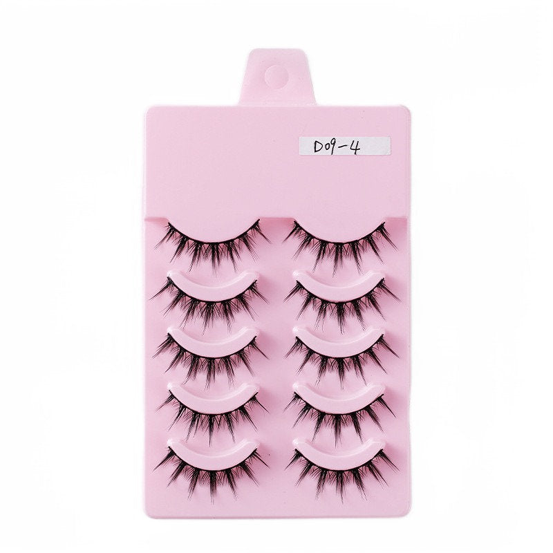 Beakey 5 Pairs False Eyelashes Natural Curly 3D Lashes Set for Daily-d09-4