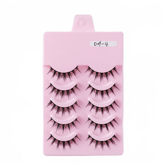 Beakey 5 Pairs False Eyelashes Natural Curly 3D Lashes Set for Daily-d09-4