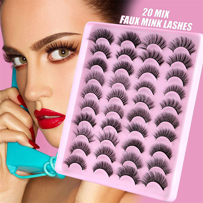 Beakey 20 Pairs of False Eyelashes Mixed Natural Thick Cat Eye Lashes