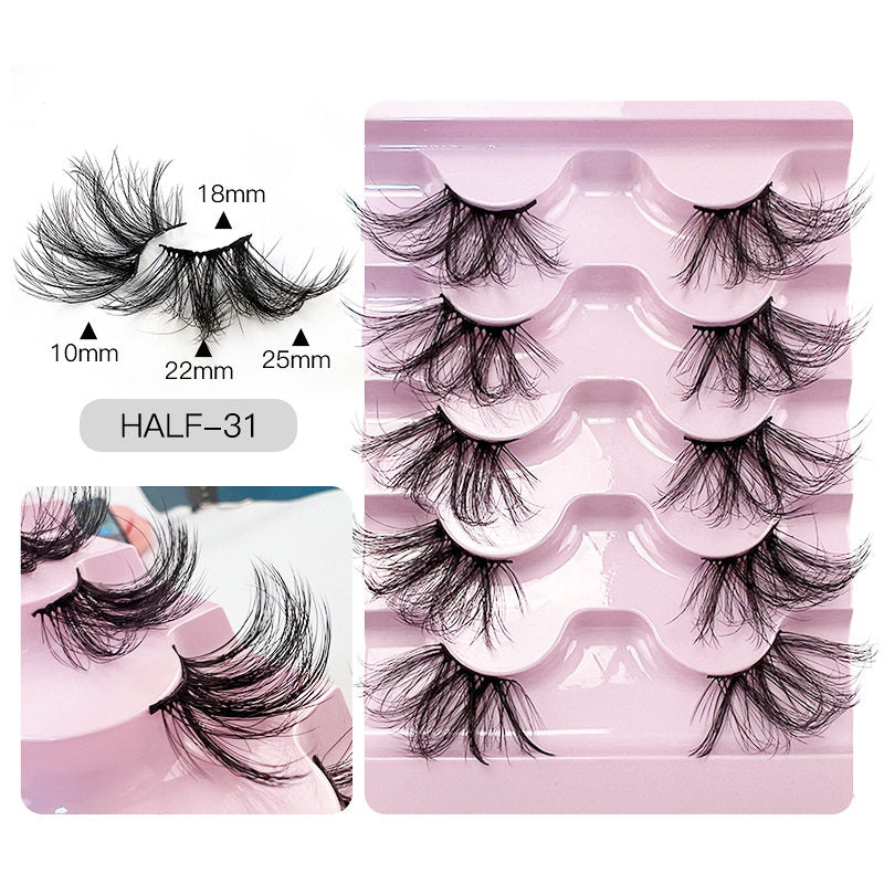 Beakey Half Lashes Natural Looking Cat Eye Fluffy 3D Curly False Eyelashes-31