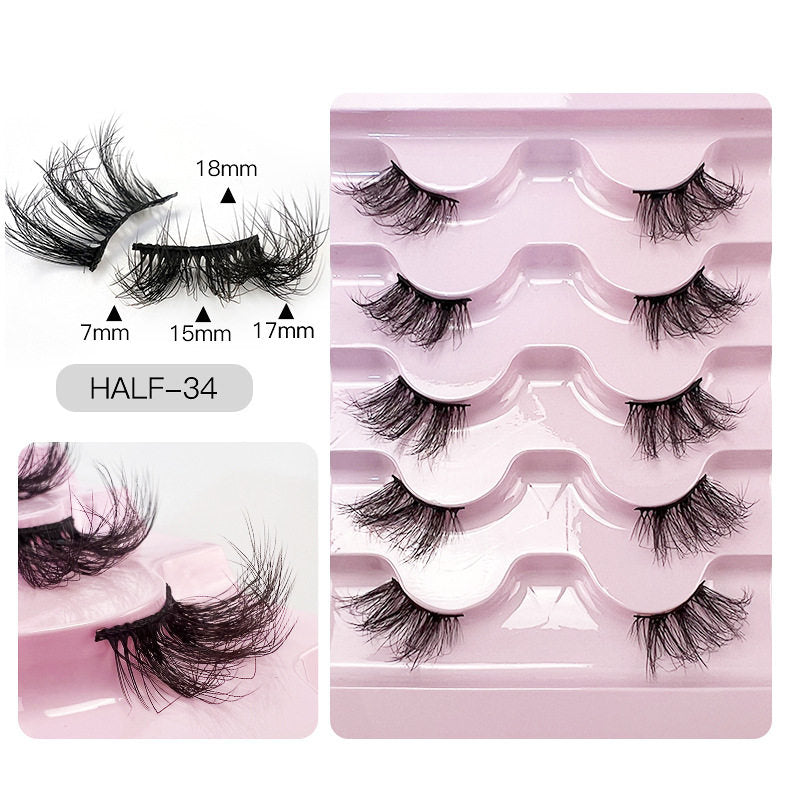 Beakey Half Lashes Natural Looking Cat Eye Fluffy 3D Curly False Eyelashes-34