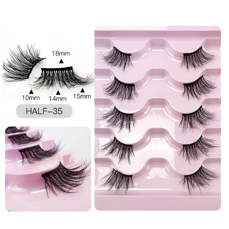 Beakey Half Lashes Natural Looking Cat Eye Fluffy 3D Curly False Eyelashes-35