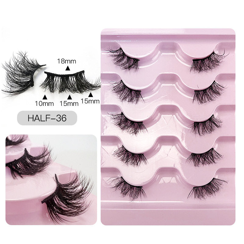 Beakey Half Lashes Natural Looking Cat Eye Fluffy 3D Curly False Eyelashes-36
