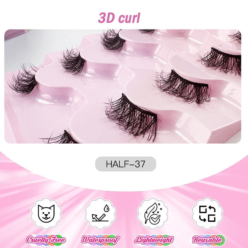 Beakey Half Lashes Natural Looking Cat Eye Fluffy 3D Curly False Eyelashes-37