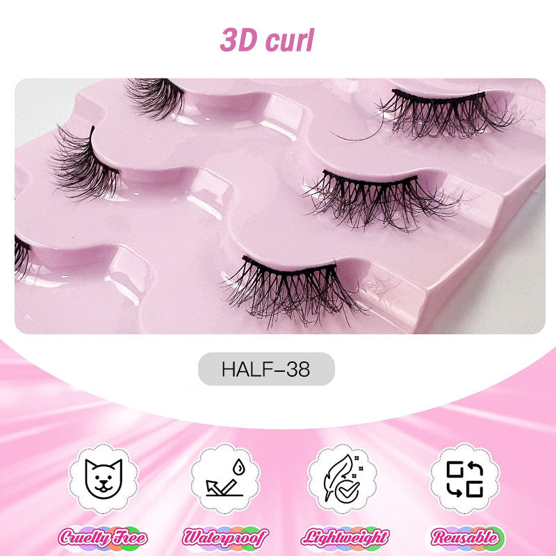 Beakey Half Lashes Natural Looking Cat Eye Fluffy 3D Curly False Eyelashes-38