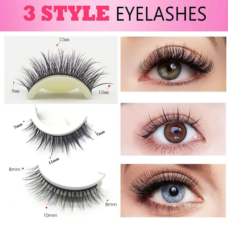Beakey Reusable Self Adhesive Eyelashes 3 Styles No Eyeliner or Glue Needed