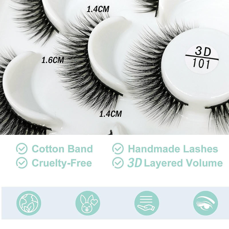 Beakey 10 Pairs 3D False Eyelashes Reusable Wispy Cat Eye Natural Look Lashes-101