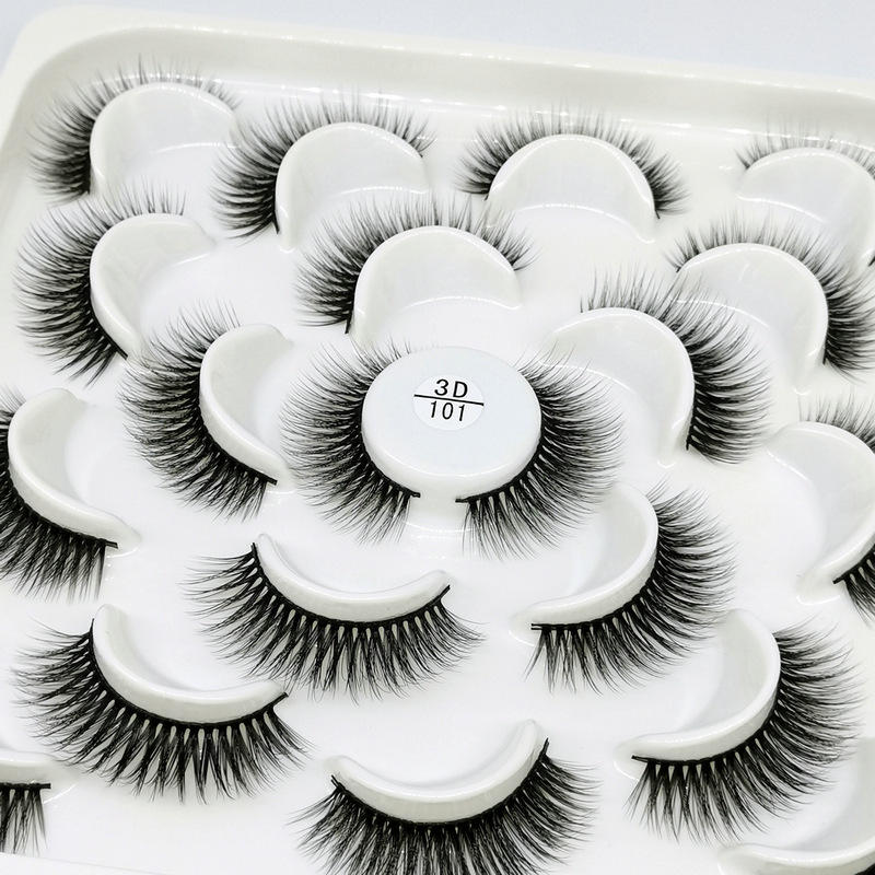 Beakey 10 Pairs 3D False Eyelashes Reusable Wispy Cat Eye Natural Look Lashes-101