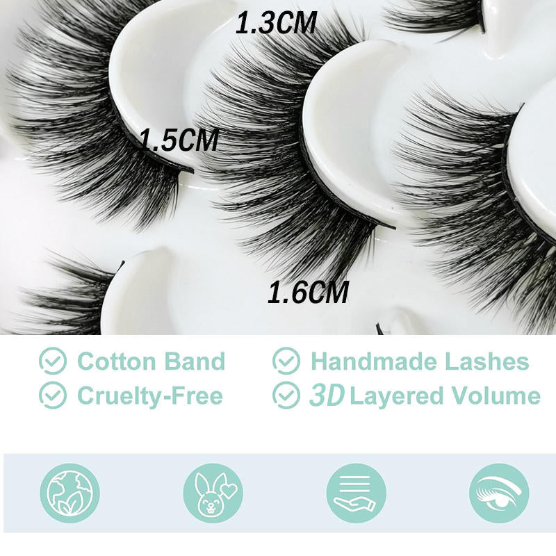 Beakey 10 Pairs 3D False Eyelashes Reusable Wispy Cat Eye Natural Look Lashes-102