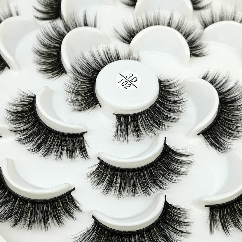 Beakey 10 Pairs 3D False Eyelashes Reusable Wispy Cat Eye Natural Look Lashes-102