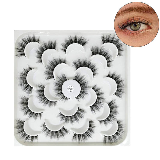 Beakey 10 Pairs 3D False Eyelashes Reusable Wispy Cat Eye Natural Look Lashes-103