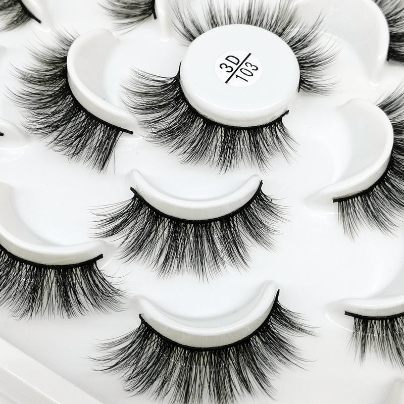 Beakey 10 Pairs 3D False Eyelashes Reusable Wispy Cat Eye Natural Look Lashes-103