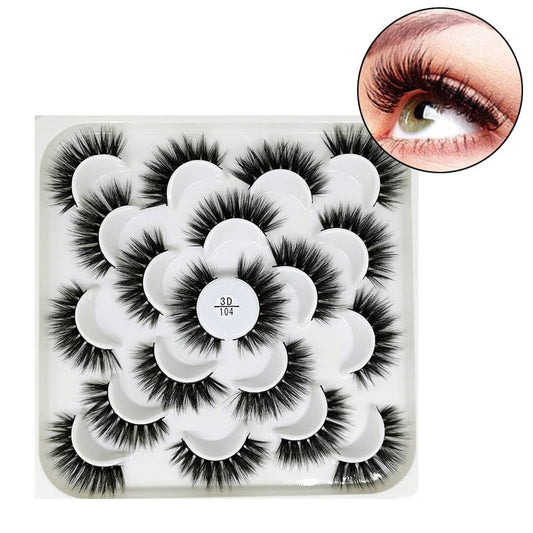 Beakey 10 Pairs 3D False Eyelashes Reusable Wispy Cat Eye Natural Look Lashes-104
