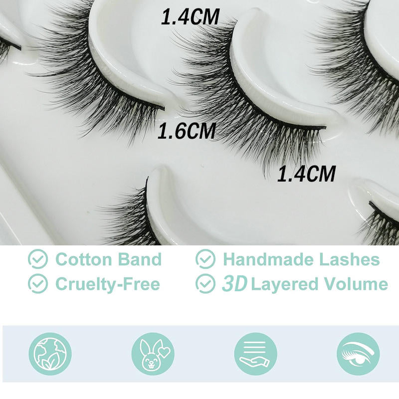 Beakey 10 Pairs 3D False Eyelashes Reusable Wispy Cat Eye Natural Look Lashes-105