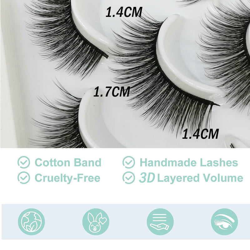 Beakey 10 Pairs 3D False Eyelashes Reusable Wispy Cat Eye Natural Look Lashes-106