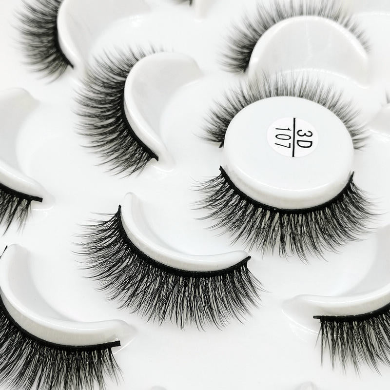 Beakey 10 Pairs 3D False Eyelashes Reusable Wispy Cat Eye Natural Look Lashes-107