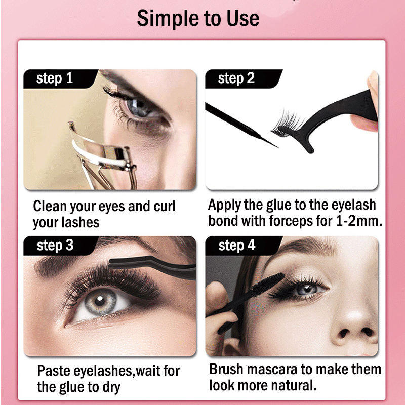 Beakey 10 Pairs 3D False Eyelashes Reusable Wispy Cat Eye Natural Look Lashes-108