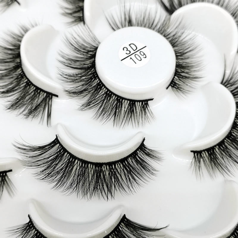 Beakey 10 Pairs 3D False Eyelashes Reusable Wispy Cat Eye Natural Look Lashes-109