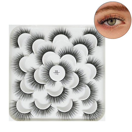 Beakey 10 Pairs 3D False Eyelashes Reusable Wispy Cat Eye Natural Look Lashes-110