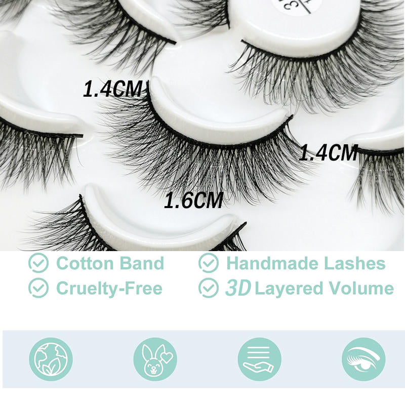 Beakey 10 Pairs 3D False Eyelashes Reusable Wispy Cat Eye Natural Look Lashes-110