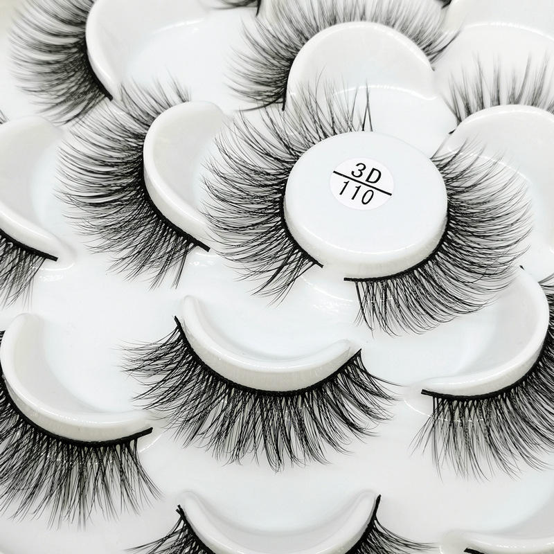 Beakey 10 Pairs 3D False Eyelashes Reusable Wispy Cat Eye Natural Look Lashes-110