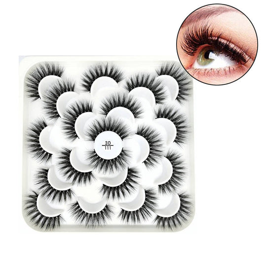 Beakey 10 Pairs 3D False Eyelashes Reusable Wispy Cat Eye Natural Look Lashes-111
