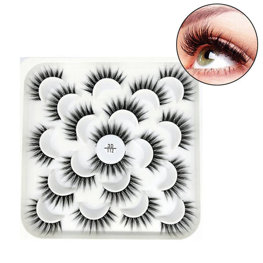 Beakey 10 Pairs 3D False Eyelashes Reusable Wispy Cat Eye Natural Look Lashes-112