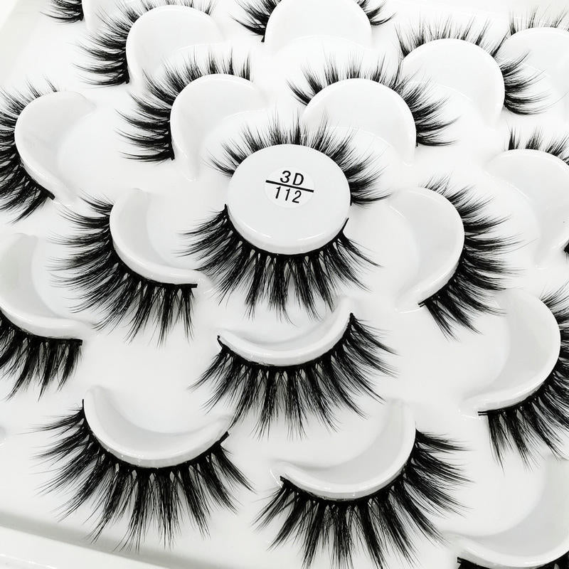 Beakey 10 Pairs 3D False Eyelashes Reusable Wispy Cat Eye Natural Look Lashes-112