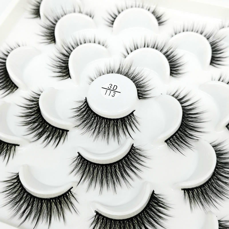 Beakey 10 Pairs 3D False Eyelashes Reusable Wispy Cat Eye Natural Look Lashes-113
