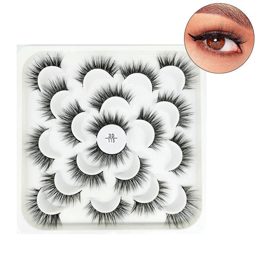 Beakey 10 Pairs 3D False Eyelashes Reusable Wispy Cat Eye Natural Look Lashes-115