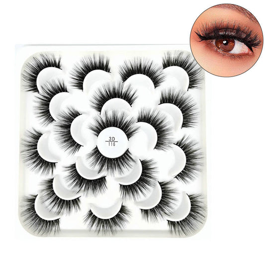 Beakey 10 Pairs 3D False Eyelashes Reusable Wispy Cat Eye Natural Look Lashes-116