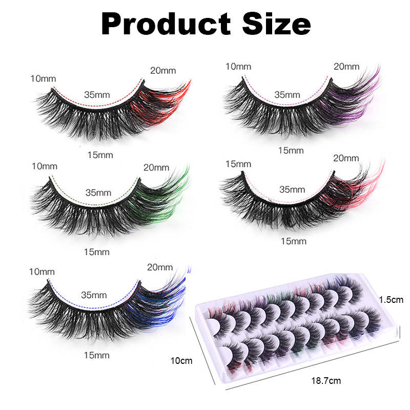 Beakey Cat Eye Colorful False Eyelashes Reusable Lash for Cosplay Festival