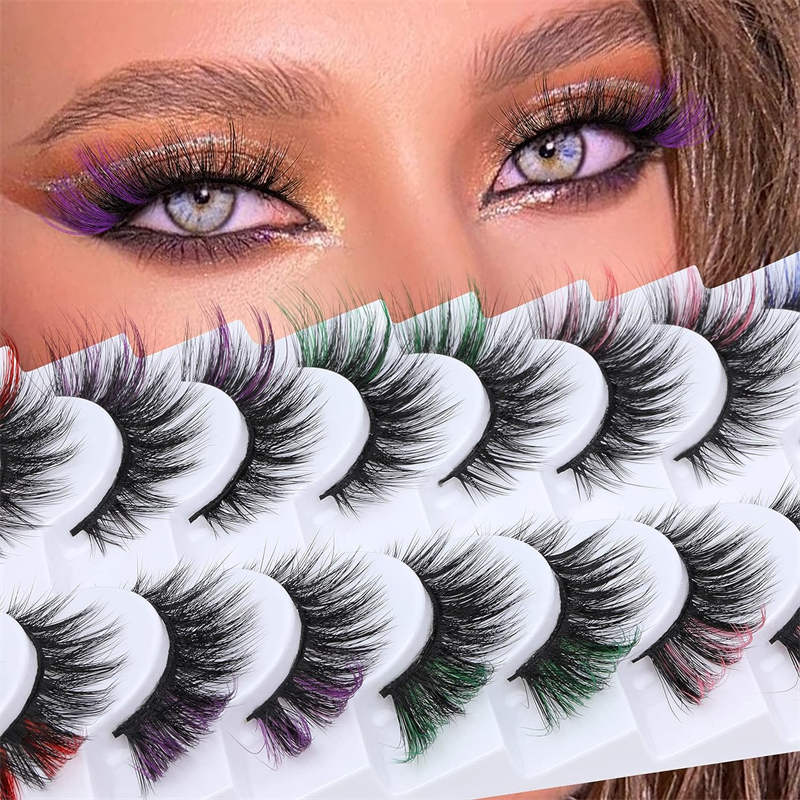 Beakey Cat Eye Colorful False Eyelashes Reusable Lash for Cosplay Festival