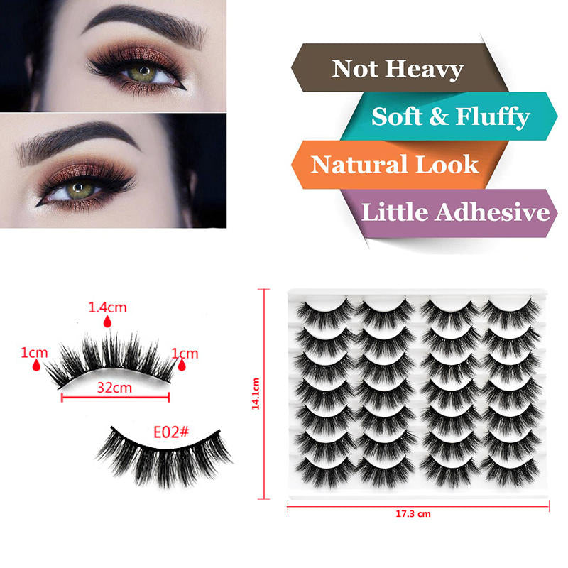 Beakey 3D Multi-Layer False Eyelashes 14 Pairs Fluffy Cat Eye Lashes-E02