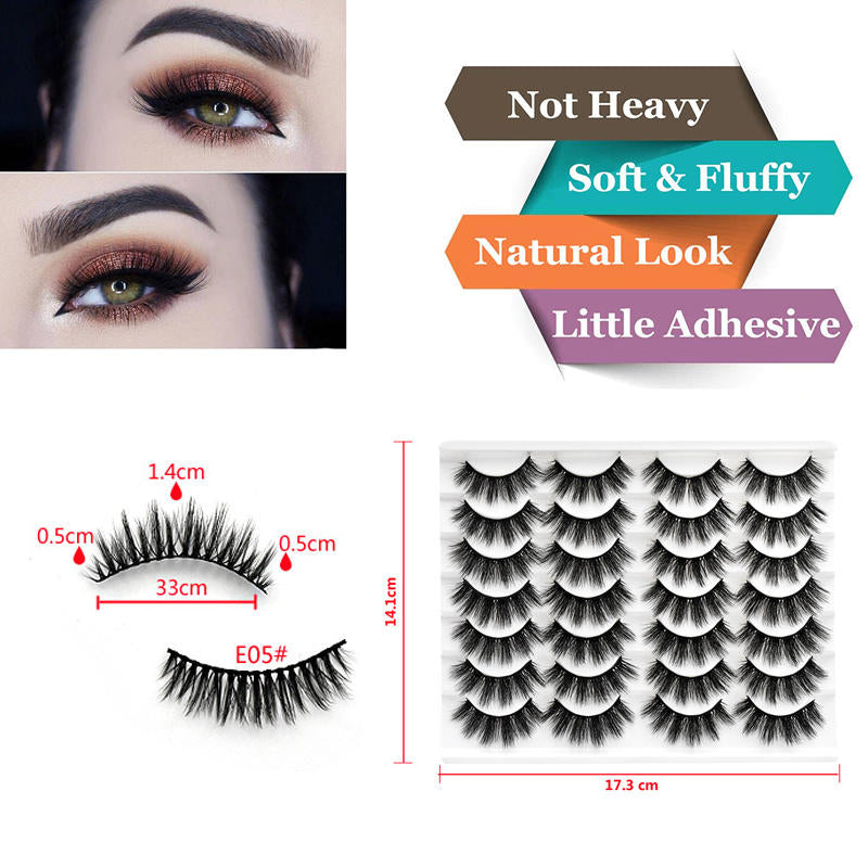 Beakey 3D Multi-Layer False Eyelashes 14 Pairs Fluffy Cat Eye Lashes-E05