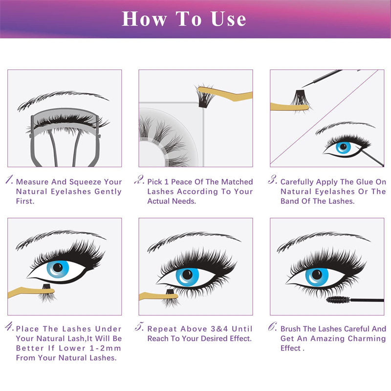 Beakey 12 Clusters DIY Natural Eyelash Wispy Light 3D Effect Individual Lashes-W04