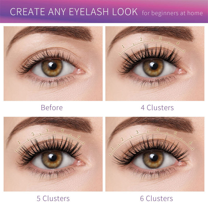 Beakey 12 Clusters DIY Natural Eyelash Wispy Light 3D Effect Individual Lashes-W04
