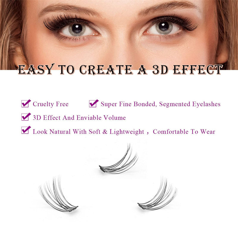 Beakey 12 Clusters DIY Natural Eyelash Wispy Light 3D Effect Individual Lashes-W08