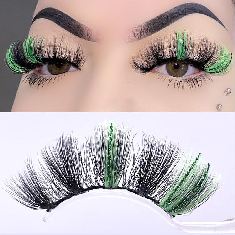 Beakey 5 Pairs Glitter Mink Lashes Colored False Eyelashes Reusable-SetA