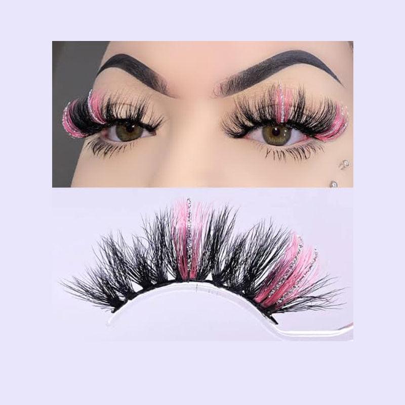 Beakey 5 Pairs Glitter Mink Lashes Colored False Eyelashes Reusable-SetA