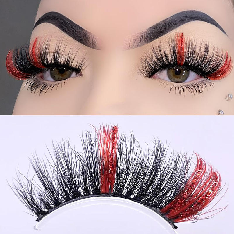 Beakey 5 Pairs Glitter Mink Lashes Colored False Eyelashes Reusable-SetB